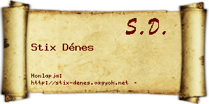 Stix Dénes névjegykártya